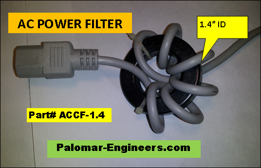 AC Cable Noise Filter for Standard 120VAC Plugs - 1.4&quot; ID
