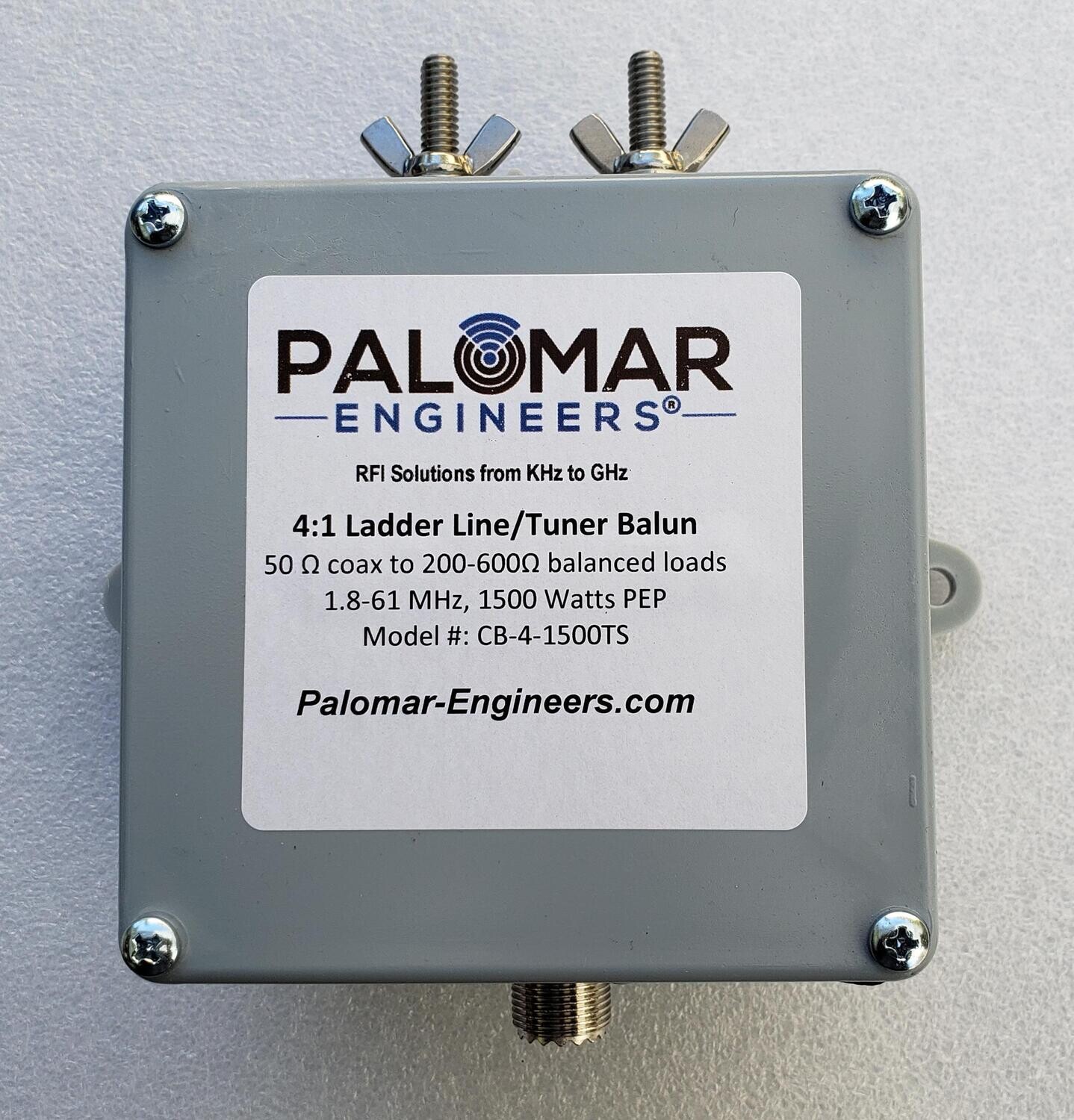 50:200 (4:1) CUBE™ Balun, 1.8-61 MHz, 5KW (choose top stud/eyebolt output) - FREE USA SHIPPING, Select Output Connector: Top studs (2) with wing nuts