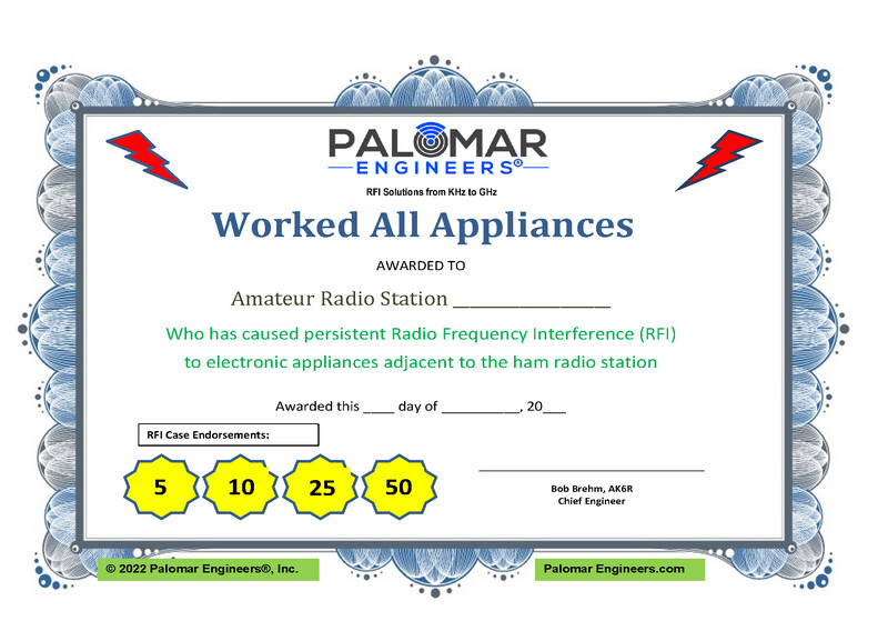 Worked All Appliances RFI Award Certificate - FREE Download