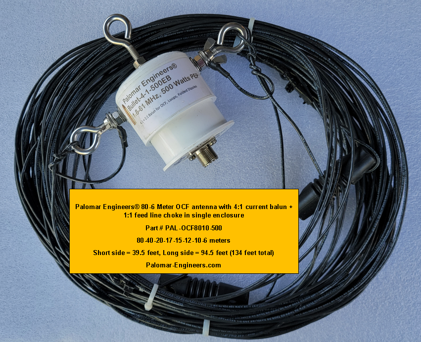 Off Center Fed Dipole Antenna, 80-6 Meters, 1.5KW/5KW PEP rated - FREE  shipping in USA