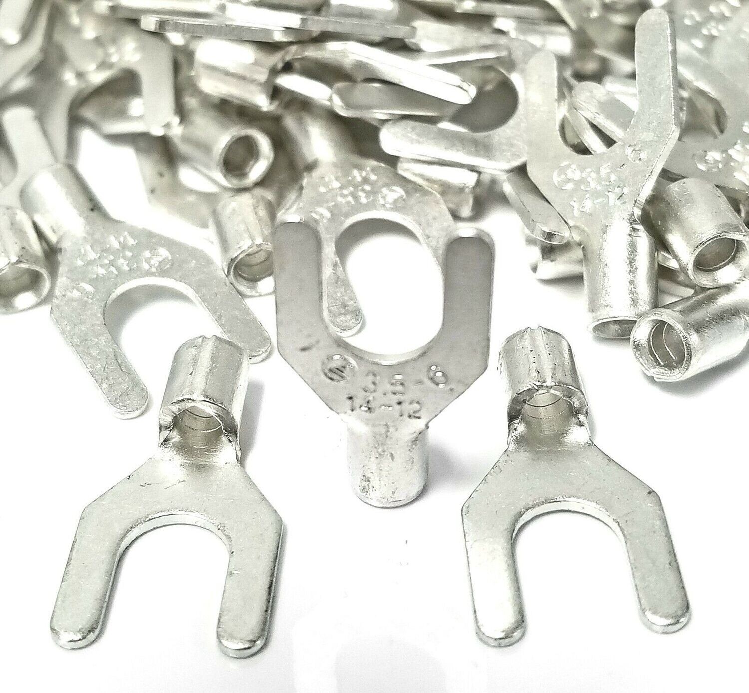 FORK SOLDER LUG - 14-16AWG - 1/4 SPACING - 10 PIECES,