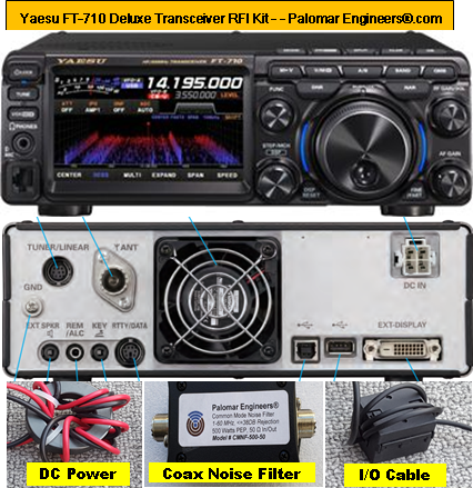 Yaesu FT-710 Deluxe Transceiver RFI Kit - 5 RFI/Noise Reduction Filters + Coax Noise Filter, FREE USA SHIPPING