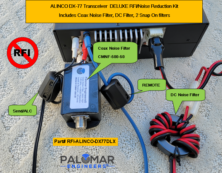 ALINCO DX-77 Deluxe Transceiver RFI Kit - 3 RFI/Noise Reduction Filters + Coax Noise Filter