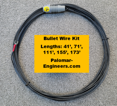 Bullet EFLW Antenna Wire Kits (41, 71, 92, 111, 155, 173, 203, 268 feet) includes coated wire, insulator and connector lug - preassembled
