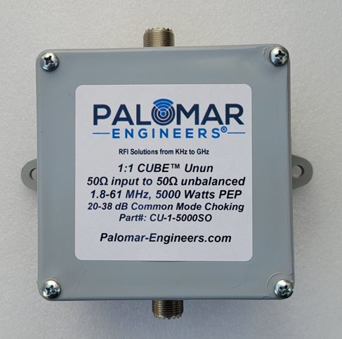CUBE Feed Line Choke Unun, 5KW, 1.8-61 MHz, 20-38 dB Common Mode Rejection, Static Bleeder/Ground Option
