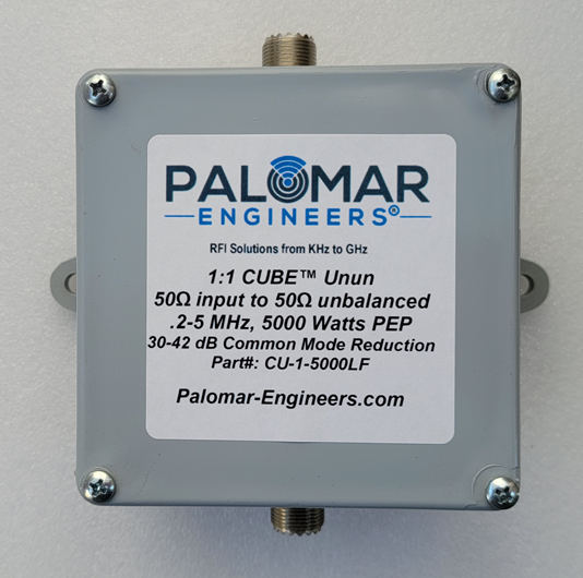 CUBE Feed Line Choke, 1:1, 5KW PEP, .2-5 MHz, AM Broadcast, 160 and 80 Meter Common Mode Noise Filter, 30 to 42dB Noise Suppression