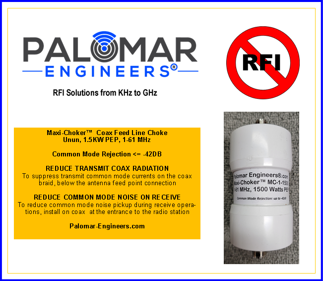 MAXI-CHOKER Coax Line Isolator/Choke, 1-61 MHz, 1.5/3KW/5KW,  up to -60 Db Common Mode Rejection, Static Bleeder Option