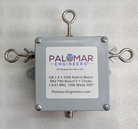 Hybrid 1.5:1 Current Balun + 1:1 Current Balun in one enclosure, 1.8-61 MHz, 1.5/5KW PEP - Loop Antenna
