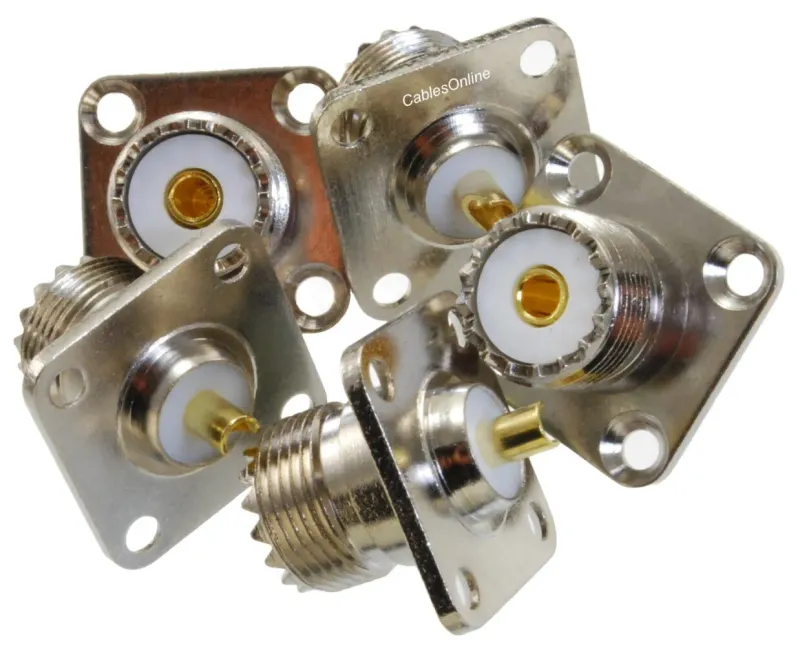 5-Pack UHF Female Jack SO-239 Bulkhead Panel Chassis Mount Connector