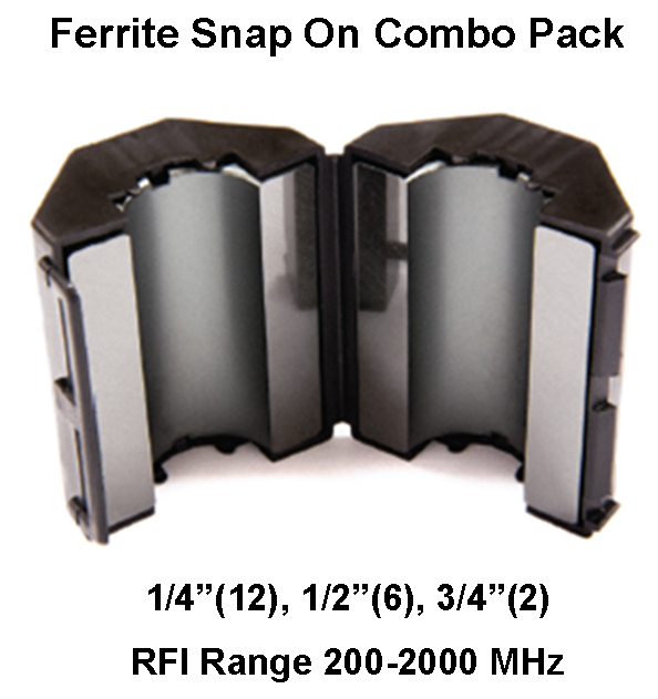 Ferrite Snap On Combo Pack, Mix 61, RFI Range 200-2000 MHz - 18 filters