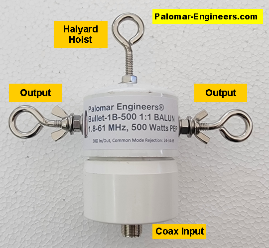 Bullet 50:50 (1:1) HF Balun + Optional Dipole Kit - .1-61 MHz, 500 Watts PEP, up to 34 dB noise reduction!