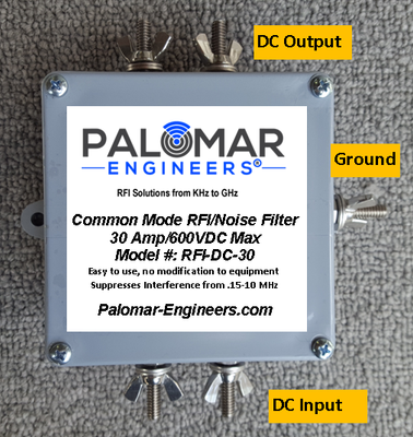 DC Voltage Common Mode Noise Filter - Marine, RV, Communications, Off Grid Power, 600 Volts/30 Amps