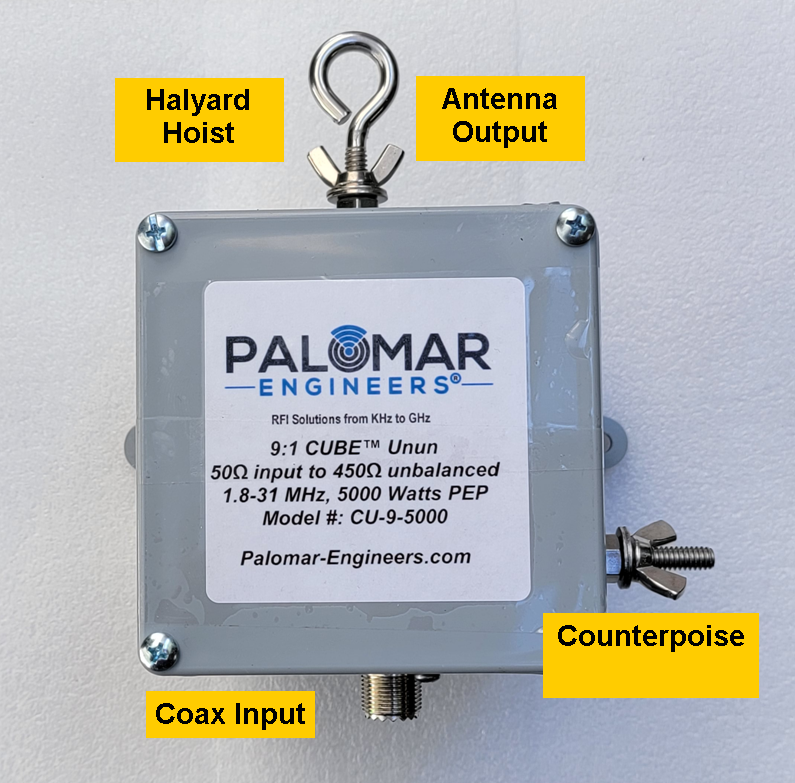50:450 ohm (9:1) CUBE™ Unun, 1.8-31 MHz, 5 KW PEP, End Fed Antenna