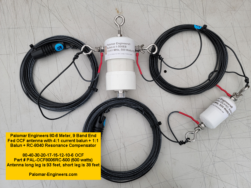 Off Center Fed Dipole Antenna, 80-6 Meters (9 bands), Resonance Compensator, 500/1.5KW/5KW PEP rated - FREE shipping in USA, Input Connector: SO-239, Choose Power Rating: 500 Watts PEP