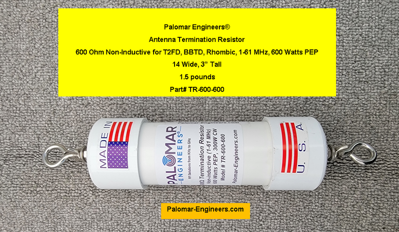 Termination Resistor, 600 Ohm Non-Inductive  for T2FD, BBTD, Rhombic, 1-61 MHz, 600 Watts