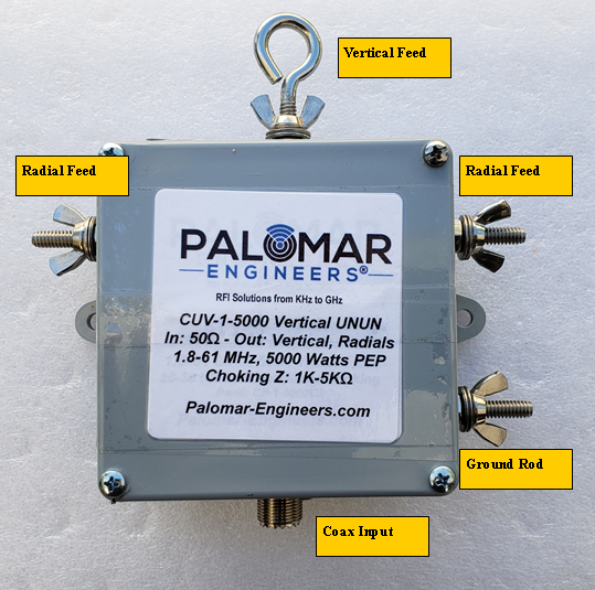 Inverted L End Fed Antenna System with Coax Interface including 1:1 feed line choke - 160/80M and 1.5KW/5KW PEP options