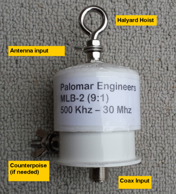 Shortwave Listener Antenna - with MLB-2 Magnetic Longwire unun, 50 foot antenna wire, 25&#39; support cord, end insulator