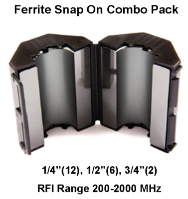 Ferrite Snap On Combo Pack, Mix 61, RFI Range 200-2000 MHz - 18 filters