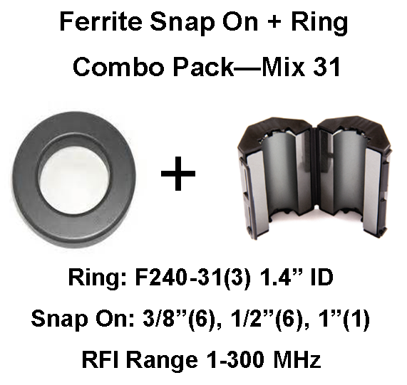 Ferrite Snap on/Ring Combo Pack, Mix 31, RFI Range 1300 MHz 16