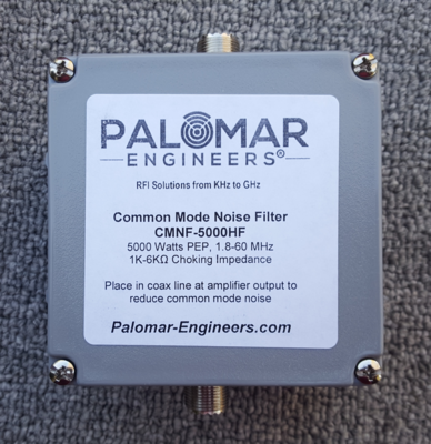 Coax Common Mode Noise Filter - 5000 Watts, 1.8-60 MHz, up to -38dB Noise Suppression