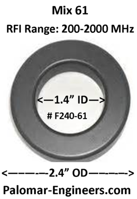 FT240-61, ID=1.4", RFI Range 200-2000 MHz