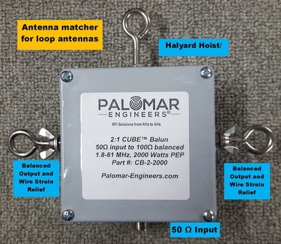 50:100 (2:1) CUBE™ Balun/Unun  1.8-61 MHz, 2KW/5KW, Loop Antennas