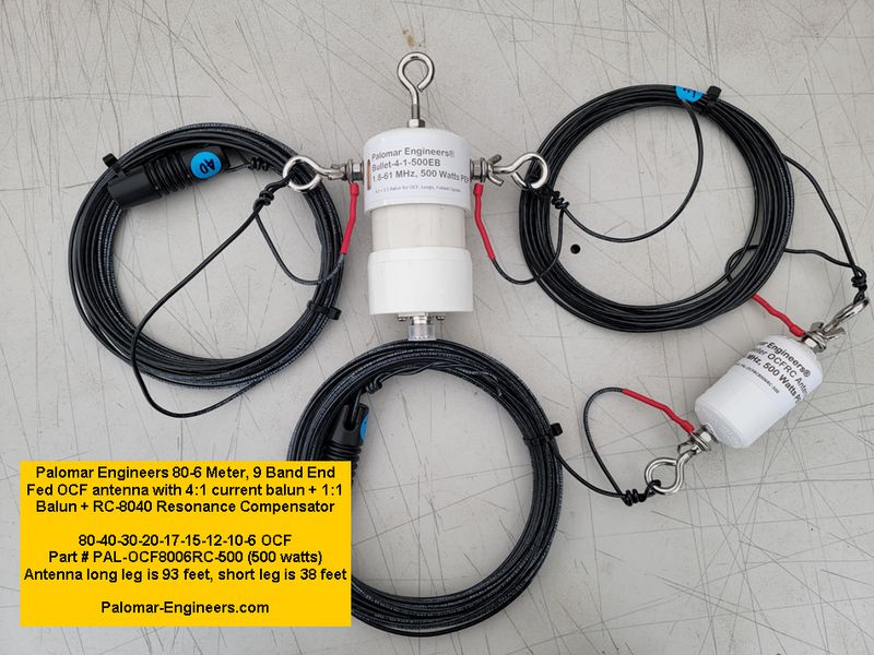 Off Center Fed Dipole Antenna, 80-6 Meters, 1.5KW/5KW PEP rated