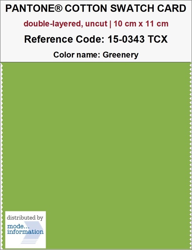PANTONE COTTON SWATCH CARD 15-0343 TCX Greenery (doppellagig | 100% Baumwolle | 10 cm x 11 cm)