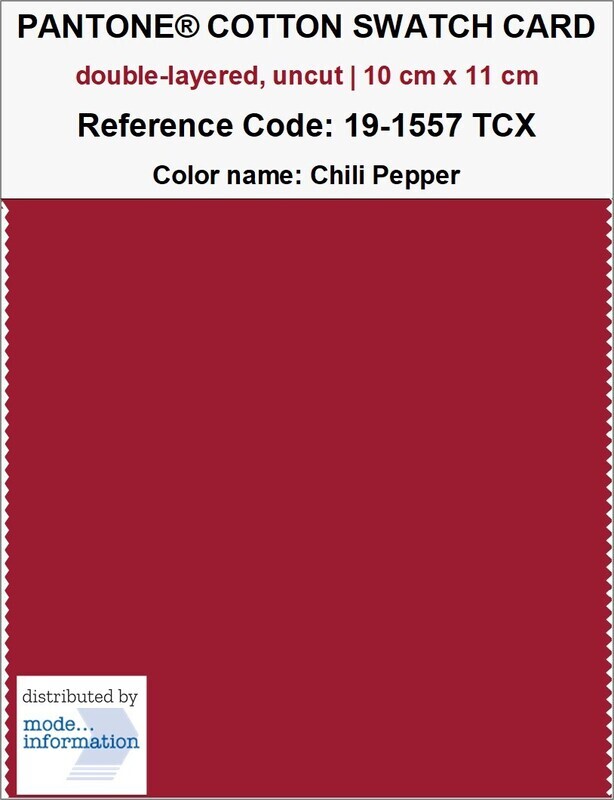 PANTONE COTTON SWATCH CARD 19-1557 TCX Chili Pepper (doppellagig | 100% Baumwolle | 10 cm x 11 cm)