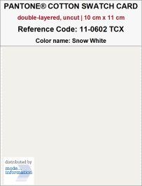 PANTONE COTTON SWATCH CARD 11-0602 TCX Snow White (doppellagig | 100% Baumwolle | 10 cm x 11 cm)