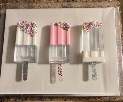 Popsicle Wall Art. Pink/white clear acrylic box frame