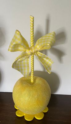 Yellow glitter candy apple with bow