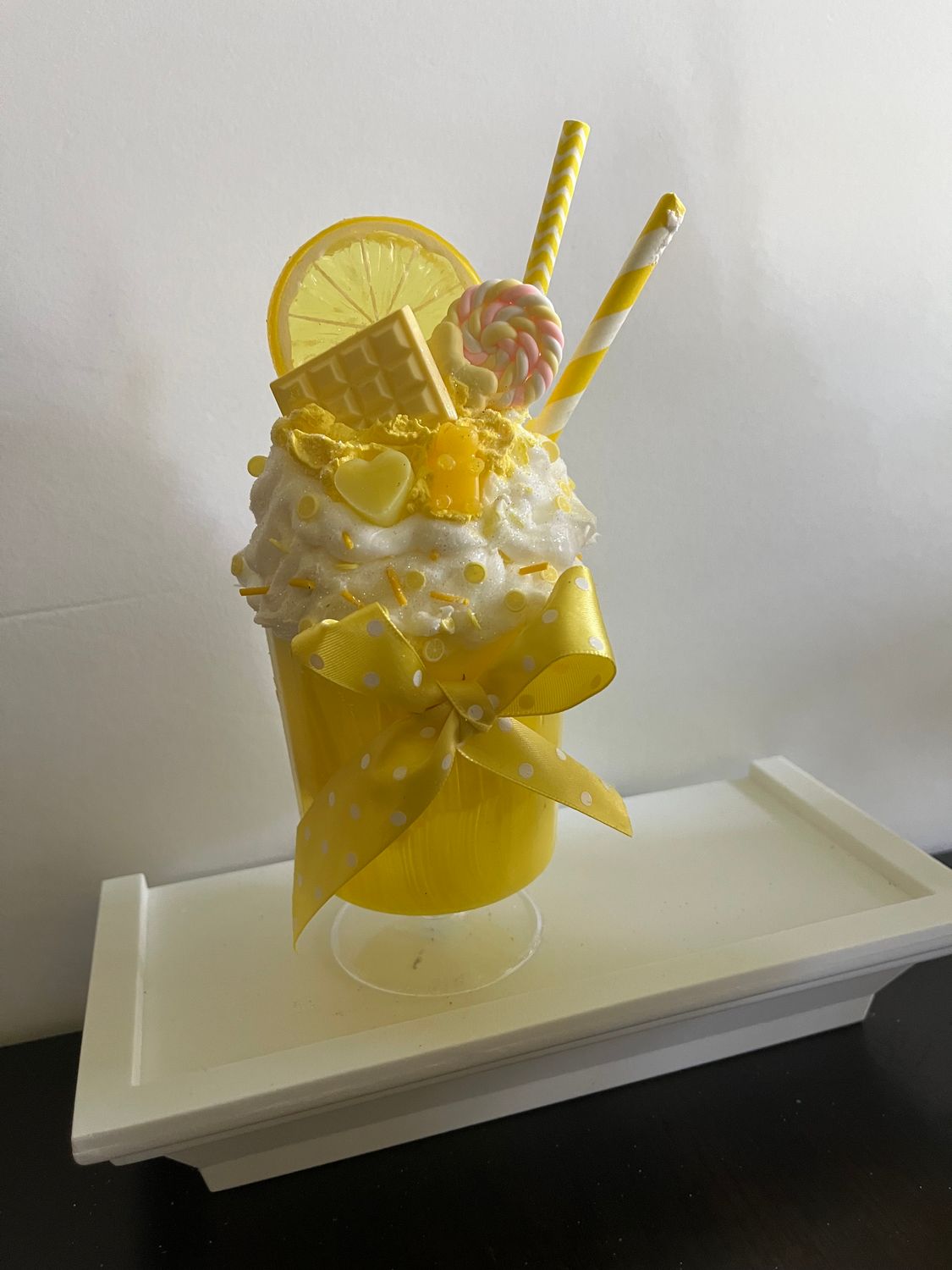 Fake Bake Lemon Milkshake sundae (s) yellow bow