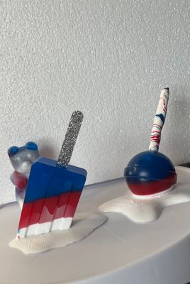 Patriotic Fake Bake Melted Lollipop/ 
Melted Popsicle