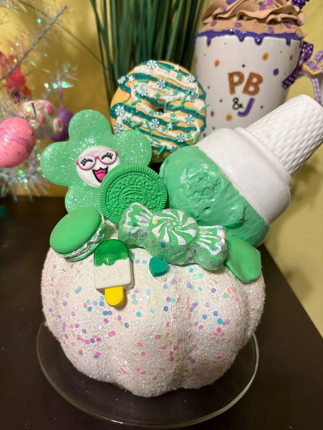 Green/White Fake Fun Birthday Cake