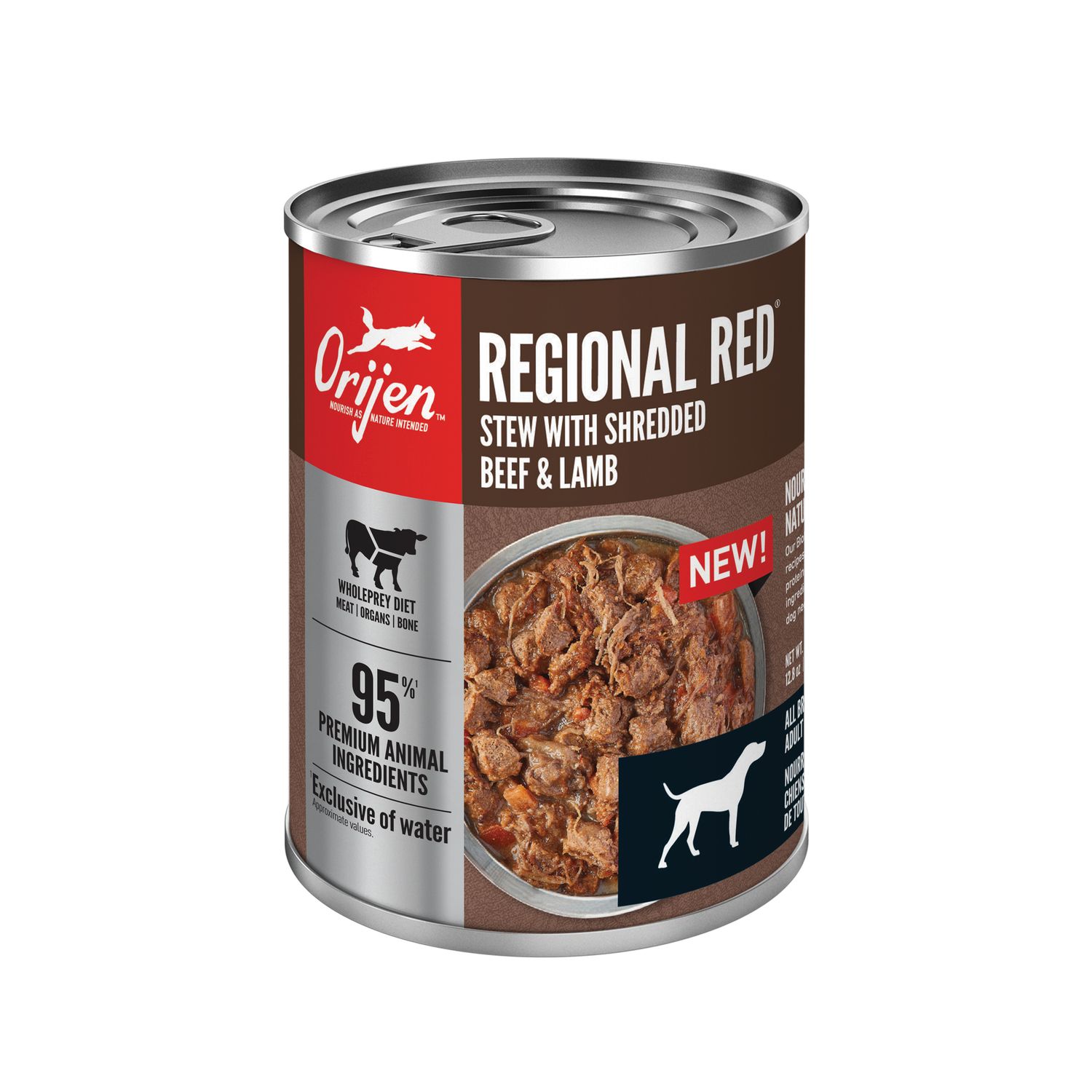 Orijen Regional Red Shredded Beef &amp; Lamb Dog Food 12.8oz