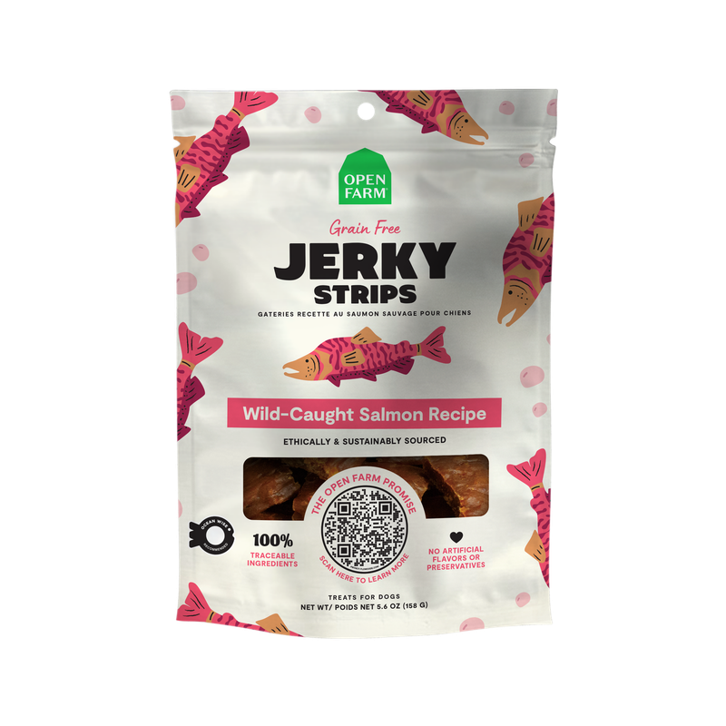 Open Farm Jerky Strips Salmon Recipe Dog Treats