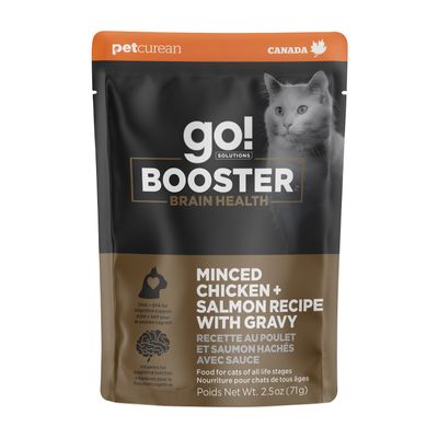 Go! Booster Brain Health Minced Chicken + Salmon with gravy for cats 2.5oz