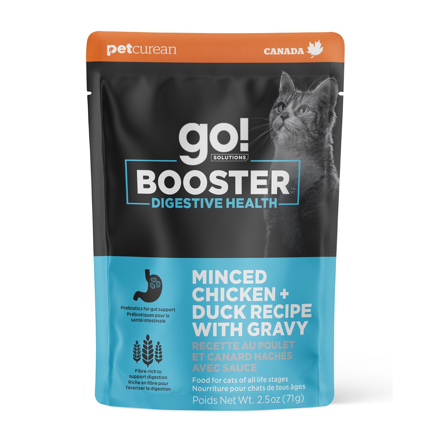 Go! Booster Digestive Health Minced Chicken + Duck with gravy for cats 2.5oz