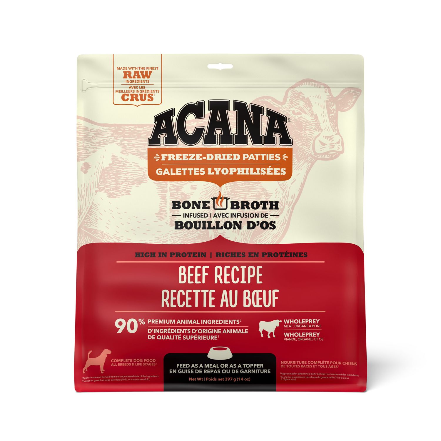 Acana Freeze-Dried Patties Ranch-Raised Beef Recipe Dog Food 14oz