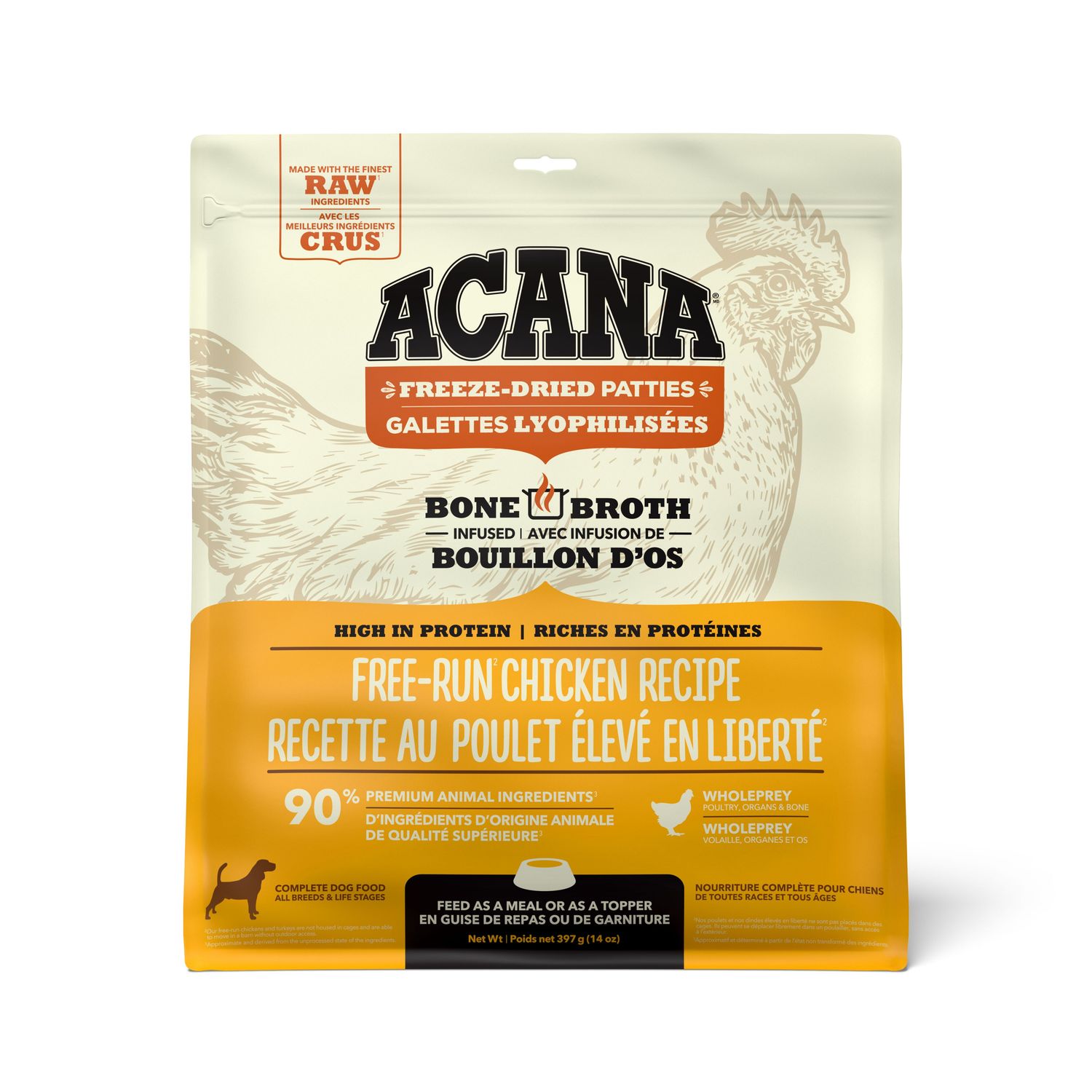Acana Freeze-Dried Patties Free-Run Chicken Recipe Dog Food 14oz