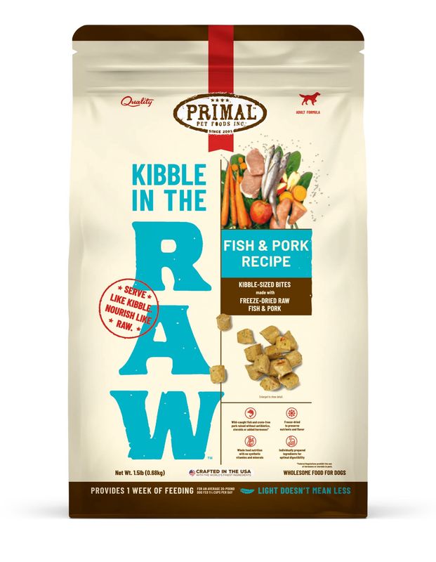 Primal Kibble In The Raw Fish &amp; Pork Recipe Dog 1.5lb