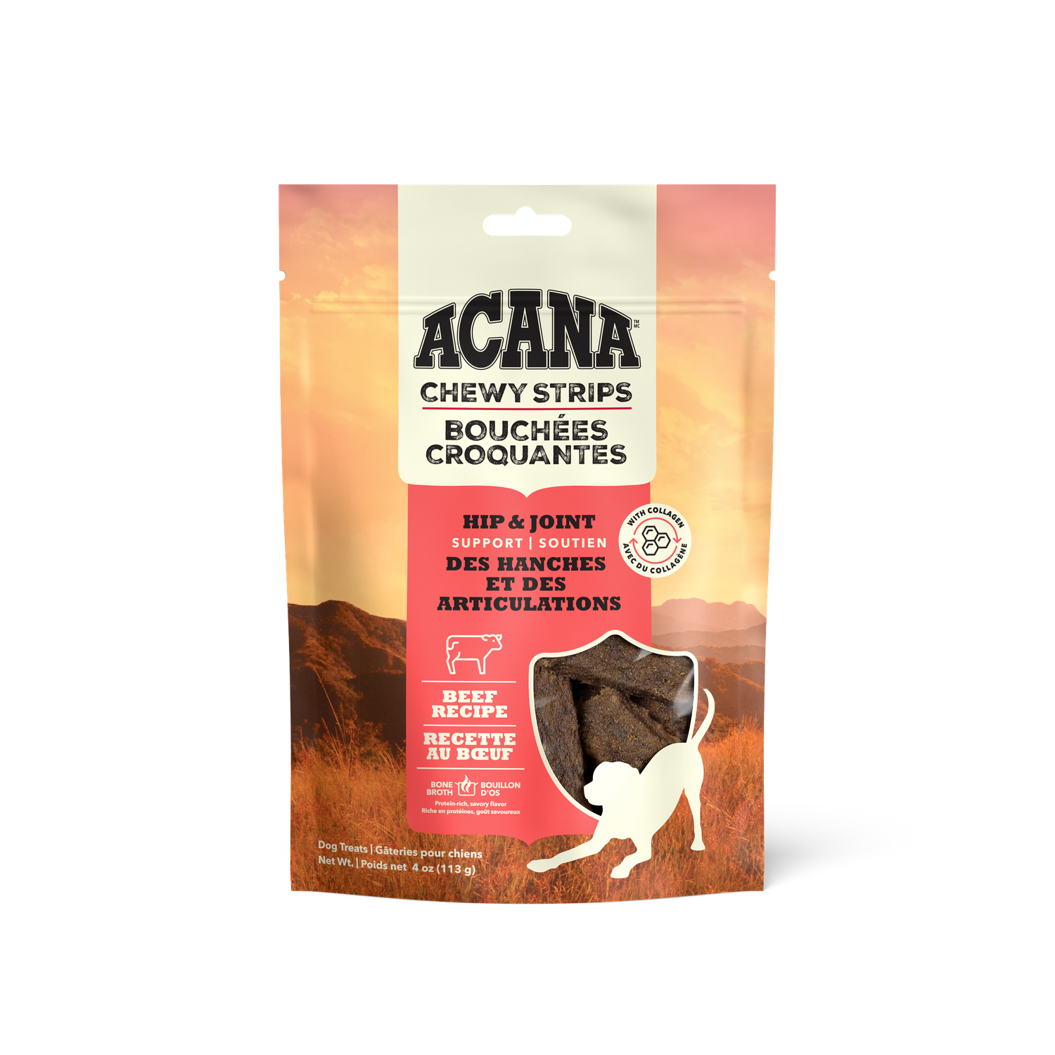 Acana Chewy Strips Hip &amp; Joint Support Beef Recipe Dog Treats