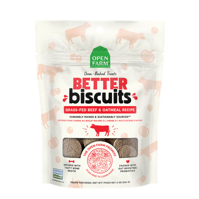 Open Farm Better Biscuits Beef &amp; Oatmeal Recipe Oven Baked Dog Treats 8oz