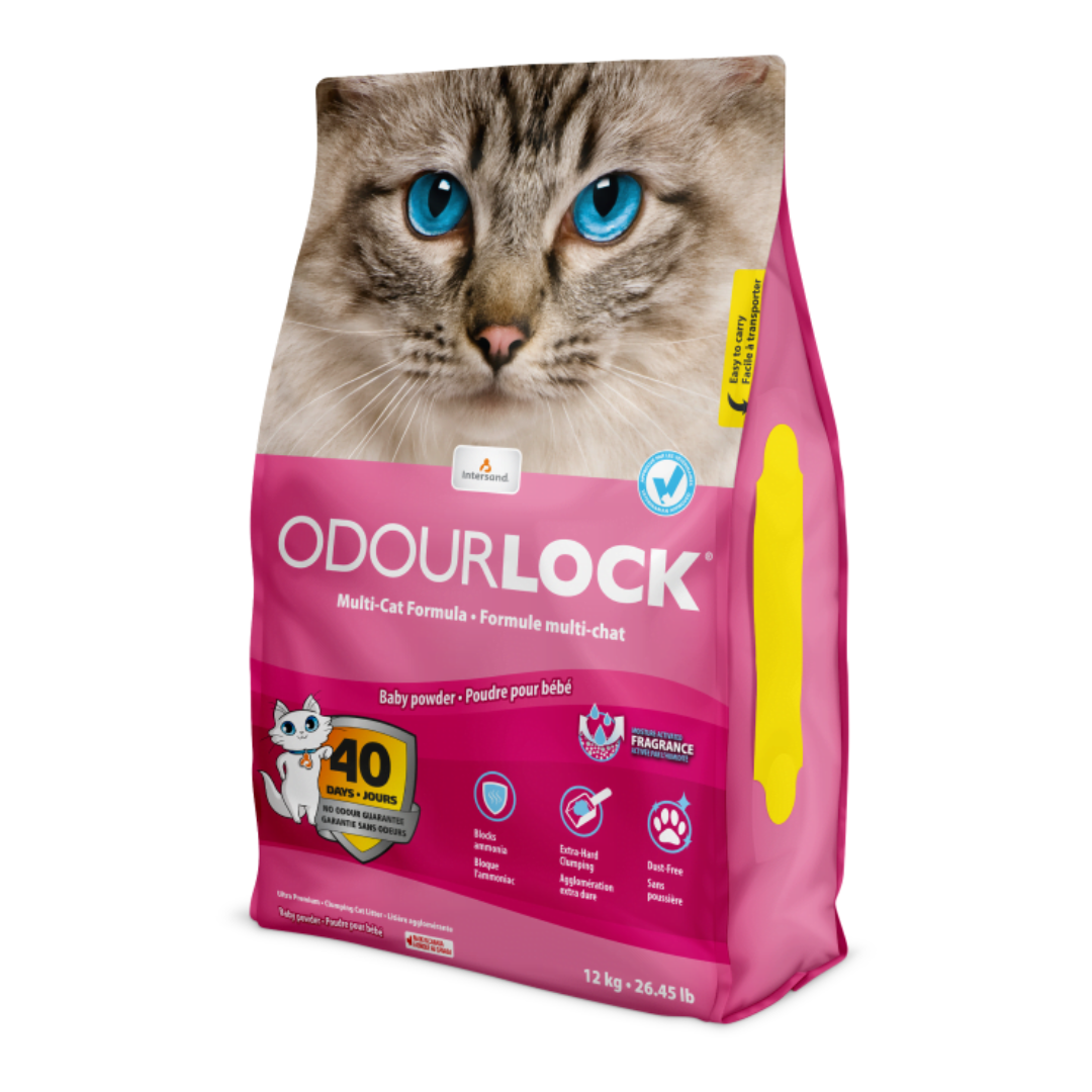 OdourLock Ultra premium clay litter with baby powder scent