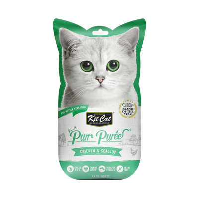 Kit Cat Purr Purées Chicken &amp; Scallop Cat Treat 4x15gm