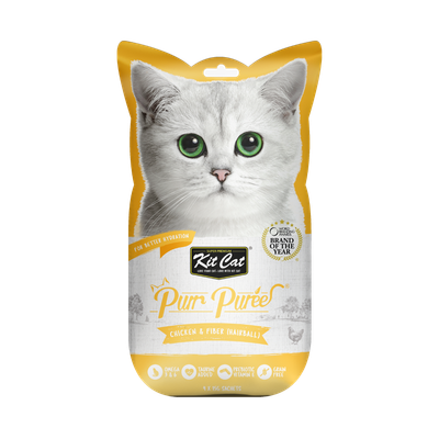 Kit Cat Purr Purées Chicken &amp; Fibre ( Hairball) Cat Treat 4x15gm