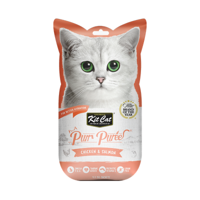 Kit Cat Purr Purées Chicken &amp; Salmon Cat Treat 4x15gm
