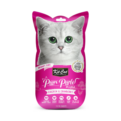 Kit Cat Purr Purées Plus+ Urinary Care with Chicken &amp; Cranberry Cat Treat 4x15gm