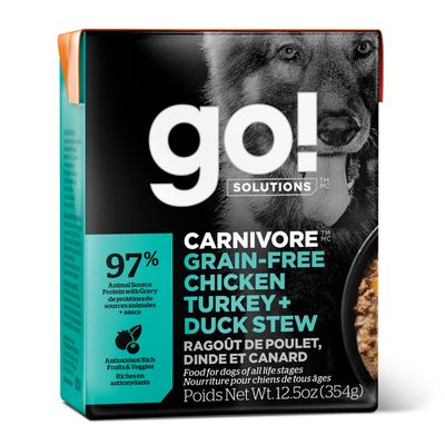 Go! Solutions Carnivore Grain Free Chicken, Turkey + Duck Stew for dogs 12.5oz